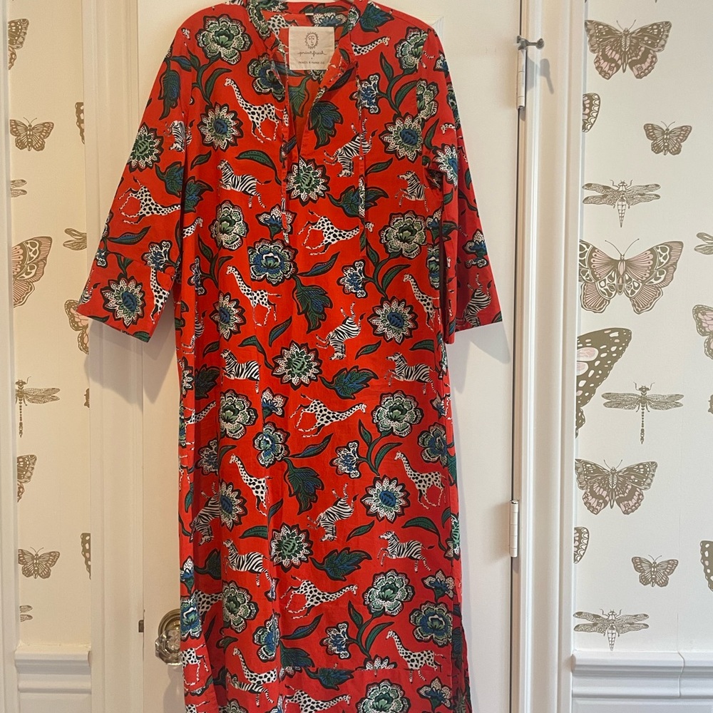 Printfresh Pencil & Paper Co. caftan kaftan dress safari red